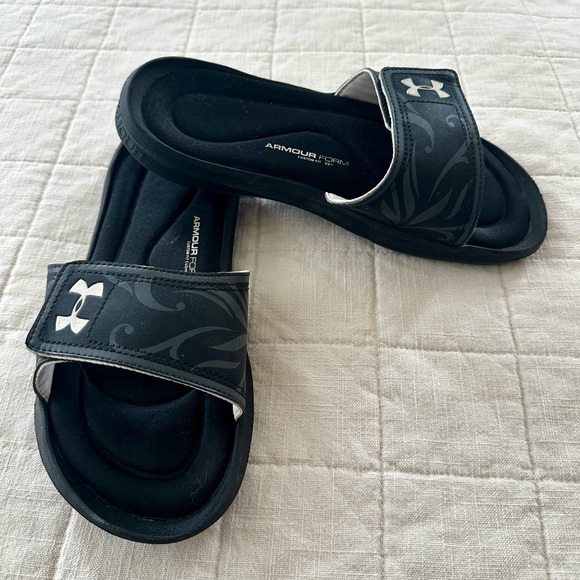 Under Armour Women’s Slides Sandals Size 9 Black Adjustable Strap - Picture 1 of 5